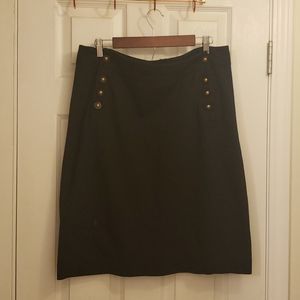 Tory Burch Gold Buttons Black Pencil Skirt Sz XL